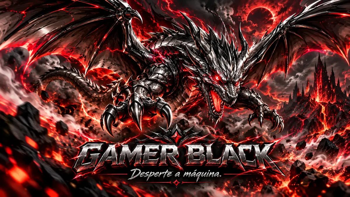 Wallpaper Gamer Black: Dragão em chamas — Desperte a máquina.