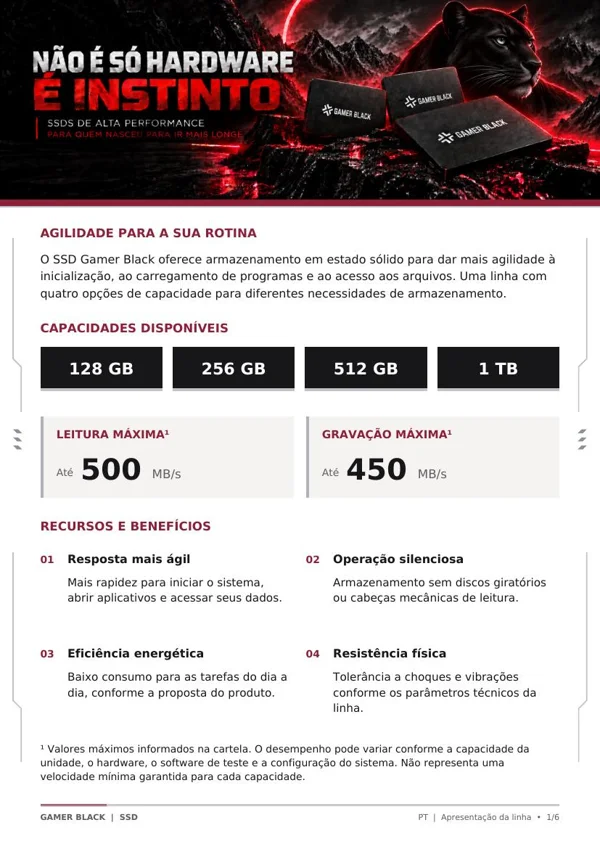 Capa do Datasheet SSD SATA III Gamer Black