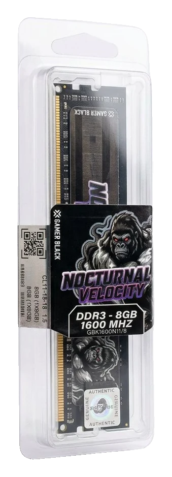 Nocturnal Velocity DDR3 8GB 1600MHz Gamer Black